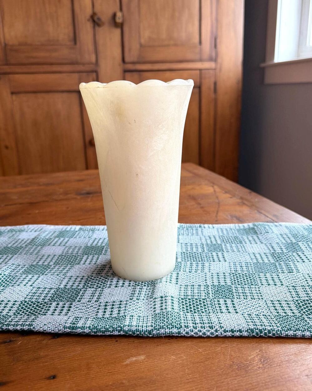 Unique Scalloped White Vase for Centerpiece Elegant Grandmillenial Table Decor
